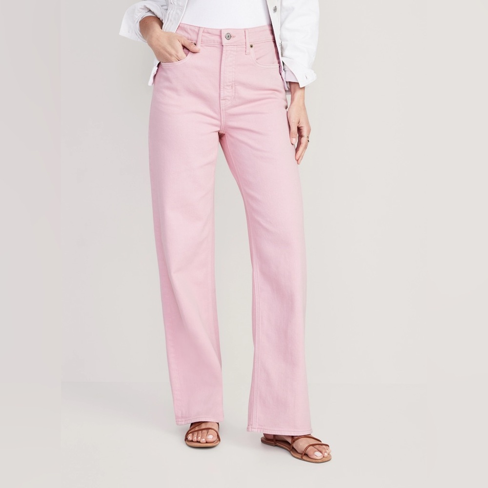 Extra-Wide Leg Pink Jeans